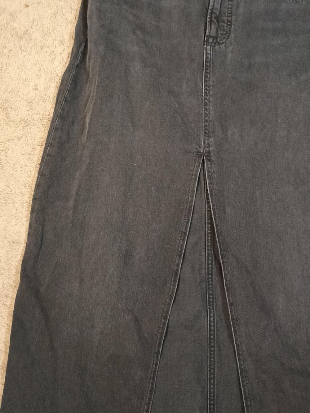 Free People/Denim Maxi Skirt/Women 28 Black Front Slit Boho Western Festival Ski - Picture 6 of 11